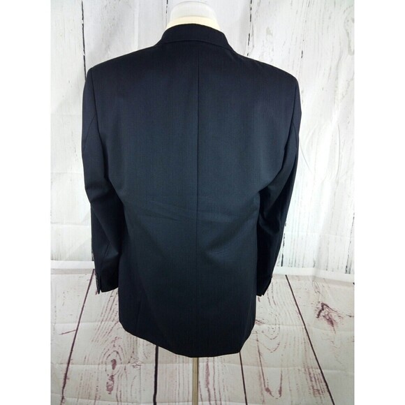 Kasper 44L Wool 3 Button Black Pinstripe 2pc Suit 36x29 Pleated - Picture 4 of 12